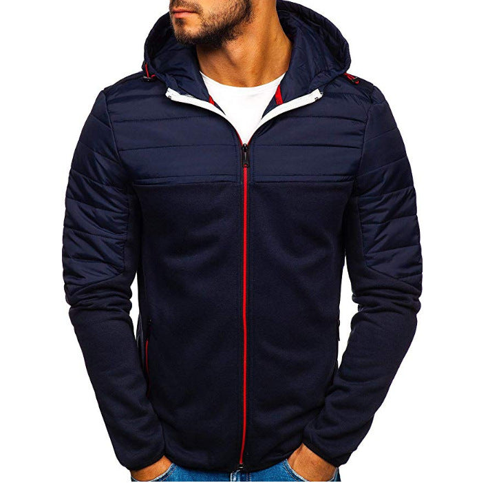 Herren gesteppter Kapuzen-Zipcardigan mit wattierter Schulterpartie und Reißverschlusstaschen Nord Taschen