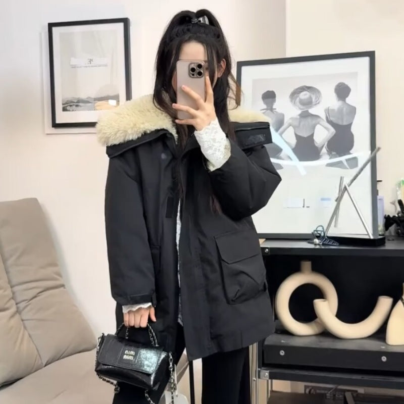Gefütterte Parka-Jacke im Arbeitsstil