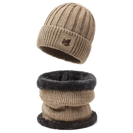 Strickmütze und Nackenschutz Set, gefüttert, für Herren