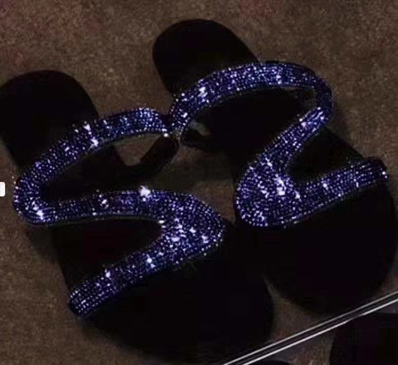 Damen Glamouröse Zehentrenner-Sandalen mit funkelnden Strass-Akzenten