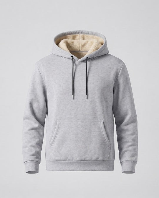 Herren Kapuzen-Sweatshirt mit Teddyfutter, Kängurutasche & geripptem Saum Nord Taschen