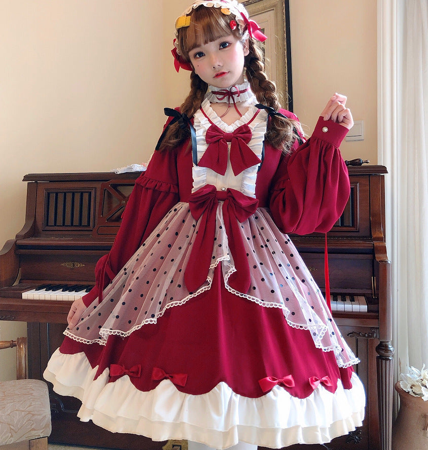 Damen Lolita-Kleid mit ausgefallenen Rüschendetails und Schleifen Nord Taschen