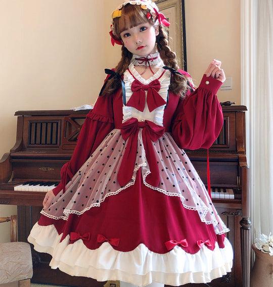Damen Lolita-Kleid mit ausgefallenen Rüschendetails und Schleifen Nord Taschen
