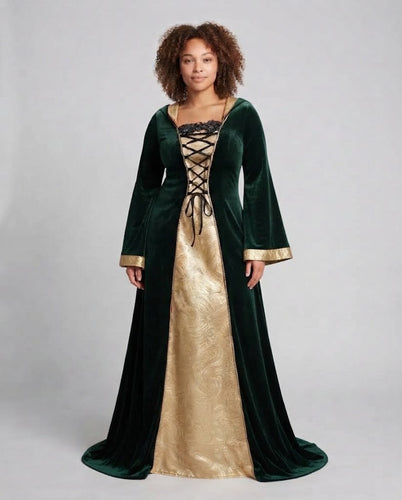 Frauen Elegante Kleid-Robe im mittelalterlichen Stil Nord Taschen