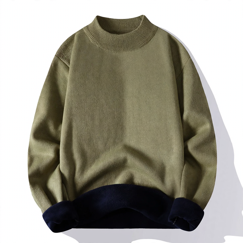 Herren-Pullover mit Stehkragen, gefüttert, locker