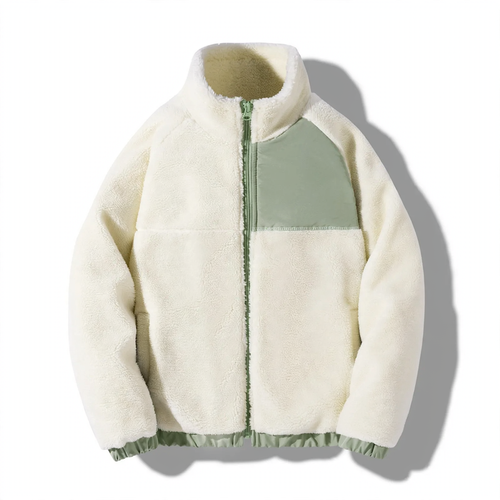 Unisex Lammfell-Jacke mit Stehkragen, gefüttert