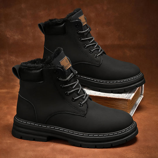 Gefütterte Herren-Winterstiefel, mittelhoher Schaft, warm