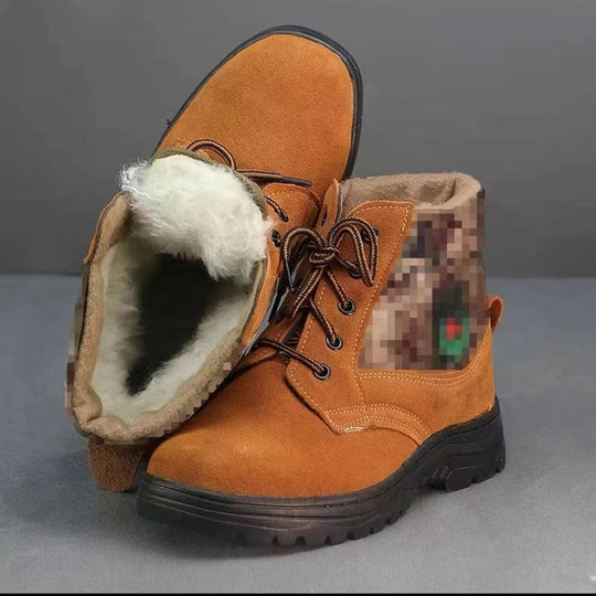 Gefütterte Herren-Winterstiefel aus Leder, hoch