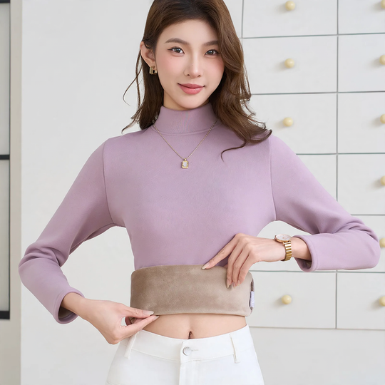 Gefüttertes Damen-Langarmshirt mit Stehkragen