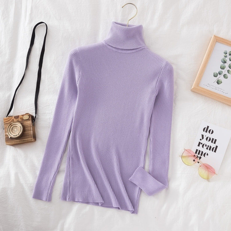 Damen-Strickpullover, hochgeschlossen, schmal geschnitten