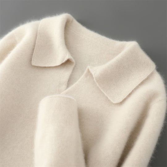 Herren-Wollpullover, Polo-Kragen, einfarbig