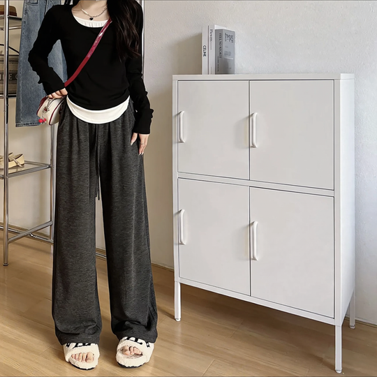 Kord-Hose mit weitem Bein, hoch tailliert, Herbst/Winter