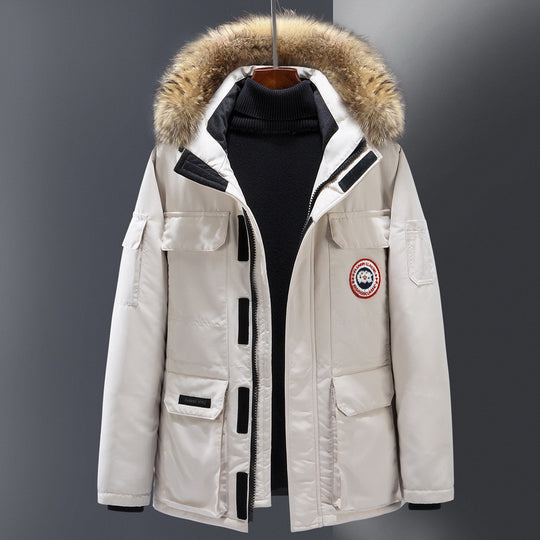 Herren-Daunenparka, mittellang, für Outdoor-Aktivitäten