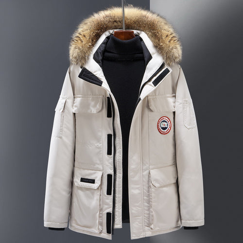 Herren-Daunenparka, mittellang, für Outdoor-Aktivitäten