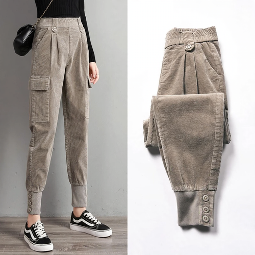 Damen Cordhose, weiter Schnitt, Karottenform