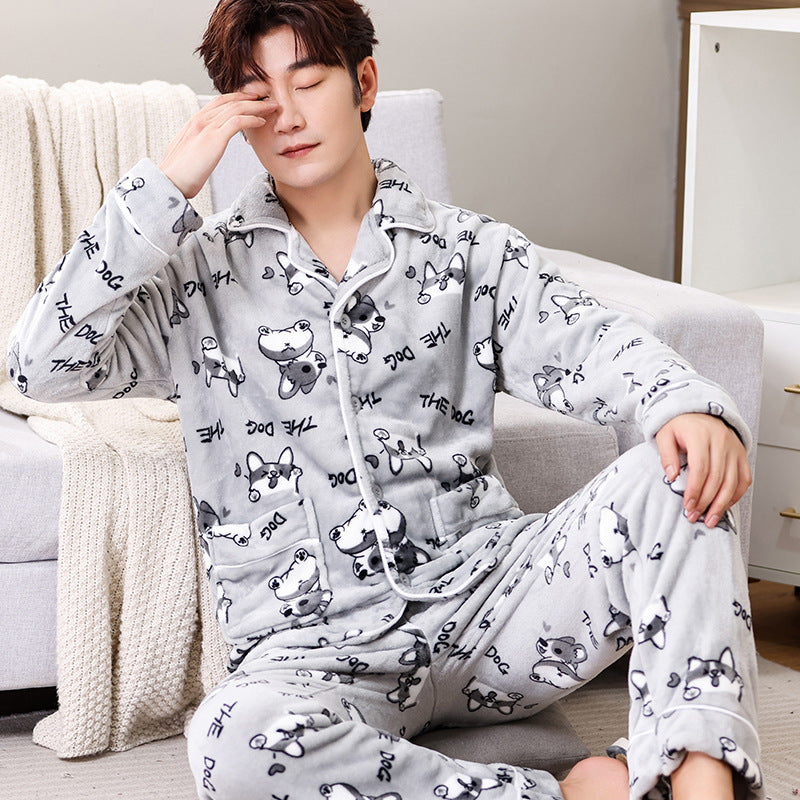 Warmer Herren-Hausanzug aus Flanell