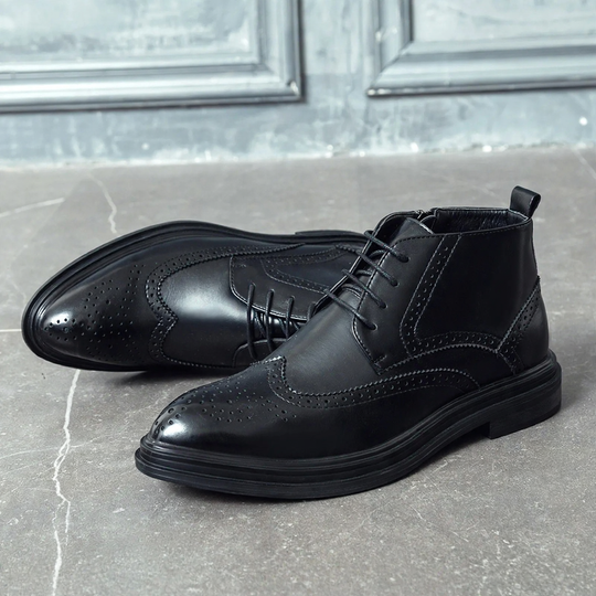 Herren-Chelsea-Boots im Brogue-Stil mit Reißverschluss