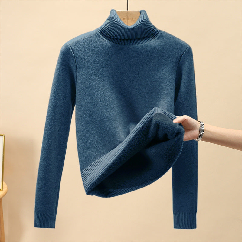Damen-Rollkragenpullover mit Innenfleece