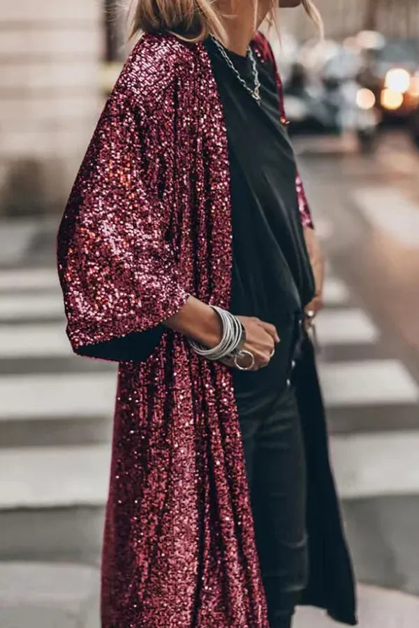 Glamour Kimono aus Pailletten mit Schlüsselloch - Arvani