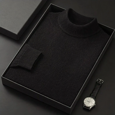 Herren-Wollpullover mit Rollkragen, schlicht und warm
