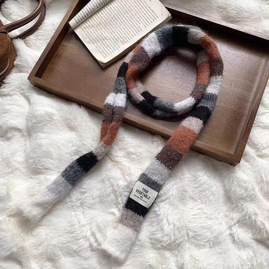 Schmaler Schal mit Farbstreifen, 170x10cm