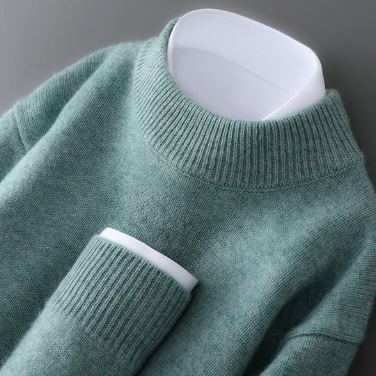 Herren-Pullover mit Stehkragen aus 100% Wolle