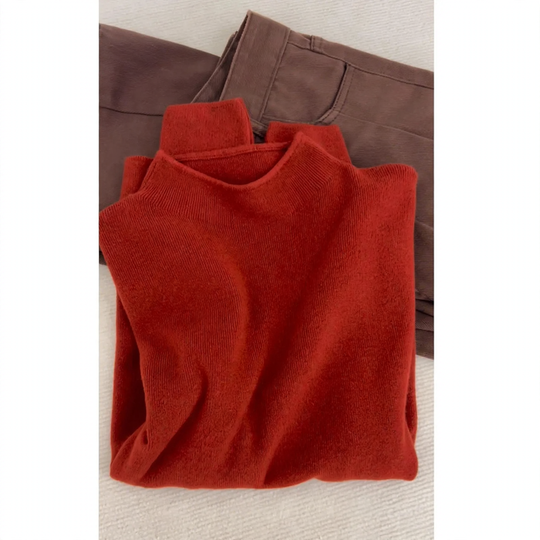 Damen-Strickpullover, Stehkragen, schlichtes Design