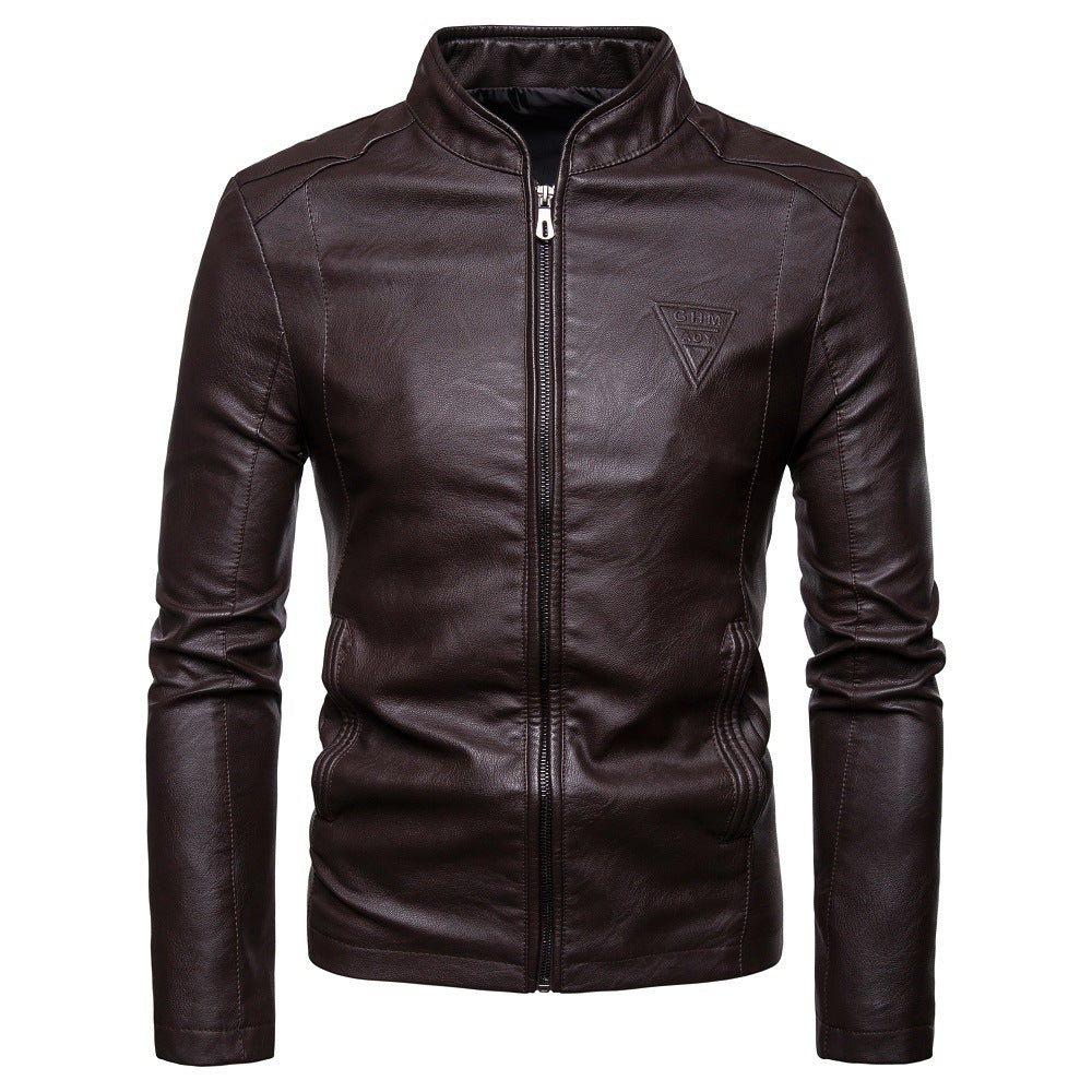 Herren Schlanker Kunstleder-Moto-Blouson mit ergonomischen Nähten und geprägtem Markenlogo Nord Taschen