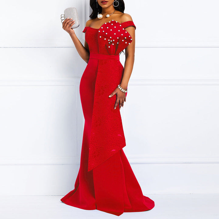 Damen Elegantes Abendkleid mit floralem Oberteil und schwingendem Saum