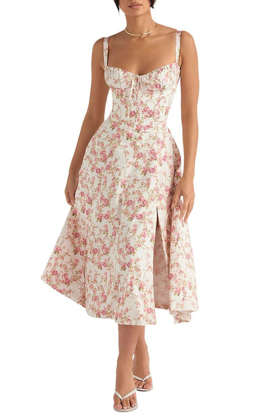 Langes Blumen Korsett Kleid