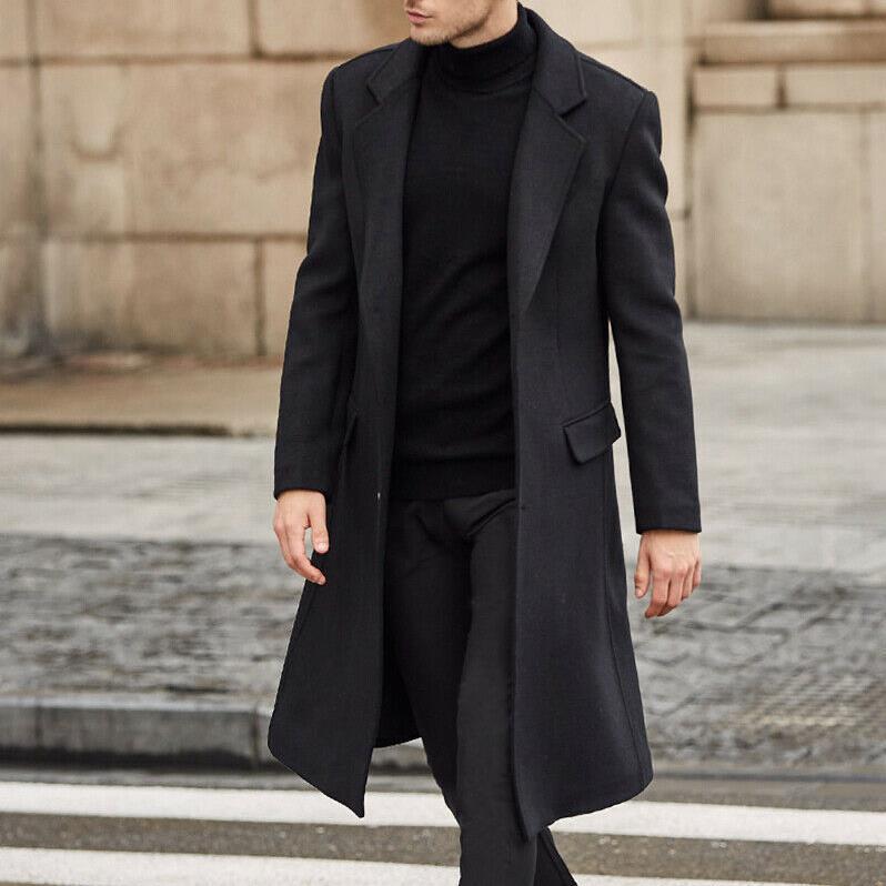 Herren Eleganter einreihiger Citymantel mit Reverskragen und Pattentaschen Nord Taschen