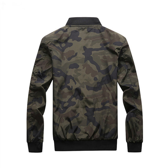 Herren Leichte Camouflage-Nylon-Bomberjacke mit Ärmeltasche, Reißverschluss und Rippbündchen Nord Taschen