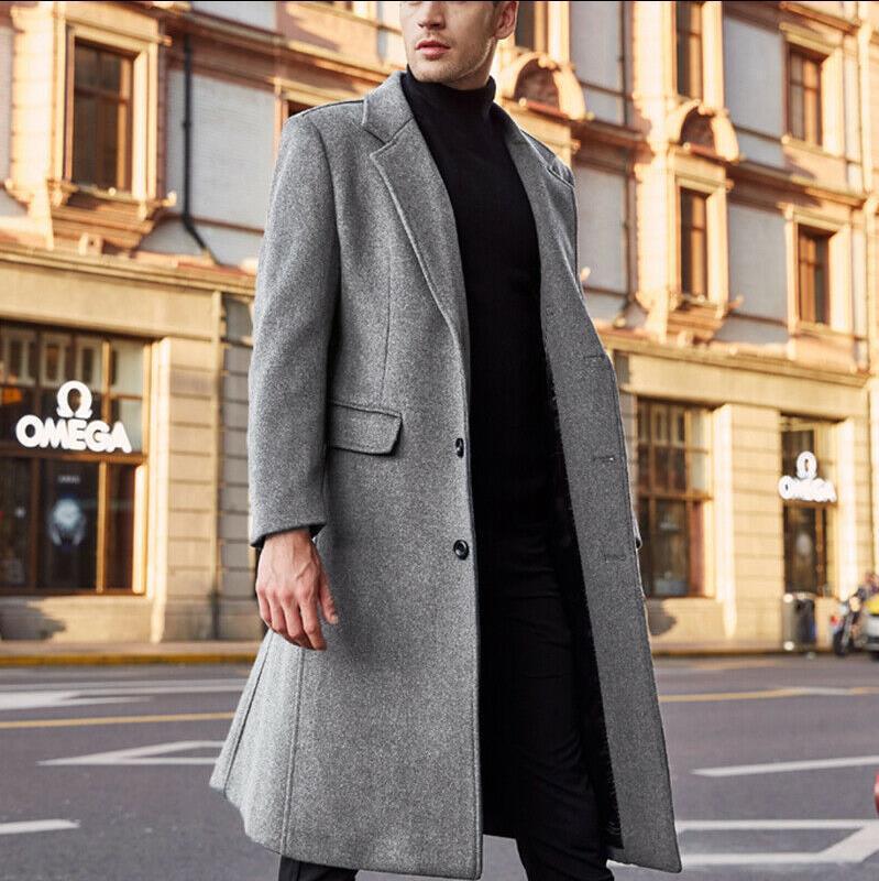 Herren Eleganter einreihiger Citymantel mit Reverskragen und Pattentaschen Nord Taschen