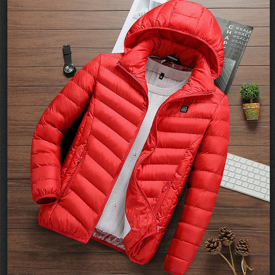 Herren Leichte gesteppte Kapuzenjacke mit Thermofutter und Reißverschlusstaschen Nord Taschen