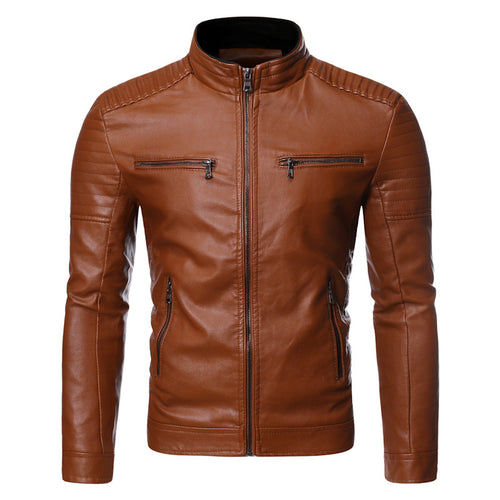 Herren taillierter Moto-Blouson aus weicher Lederoptik mit ergonomischer Schultersteppung und verdeckten Reißverschlüssen Nord Taschen