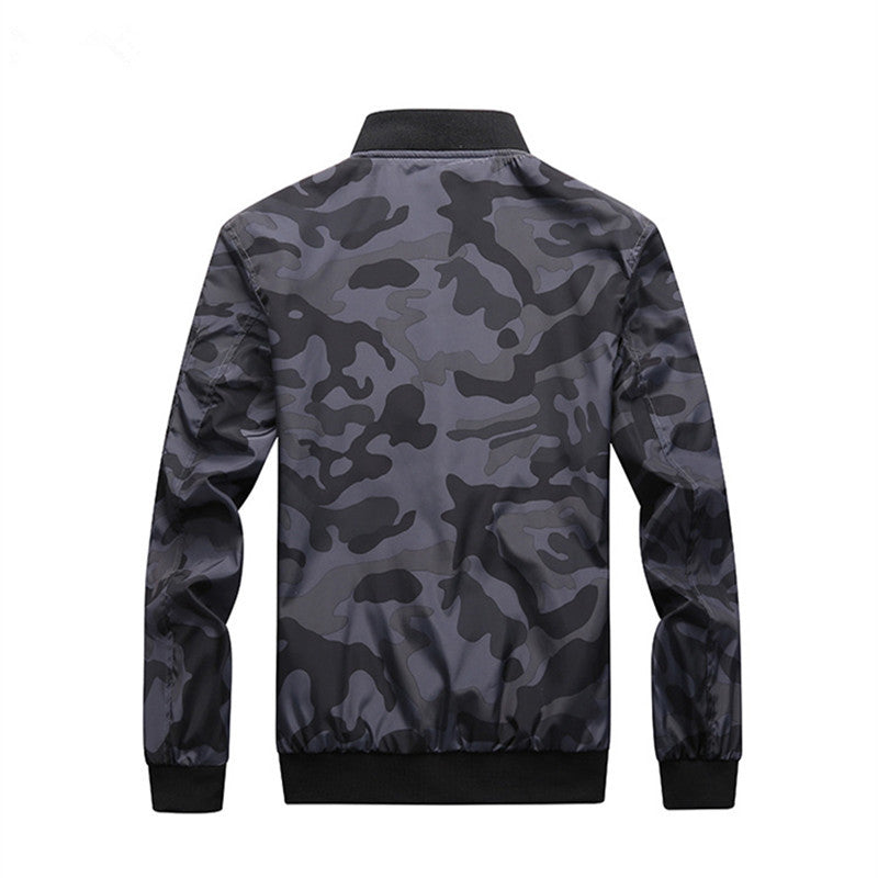 Herren Leichte Camouflage-Nylon-Bomberjacke mit Ärmeltasche, Reißverschluss und Rippbündchen Nord Taschen