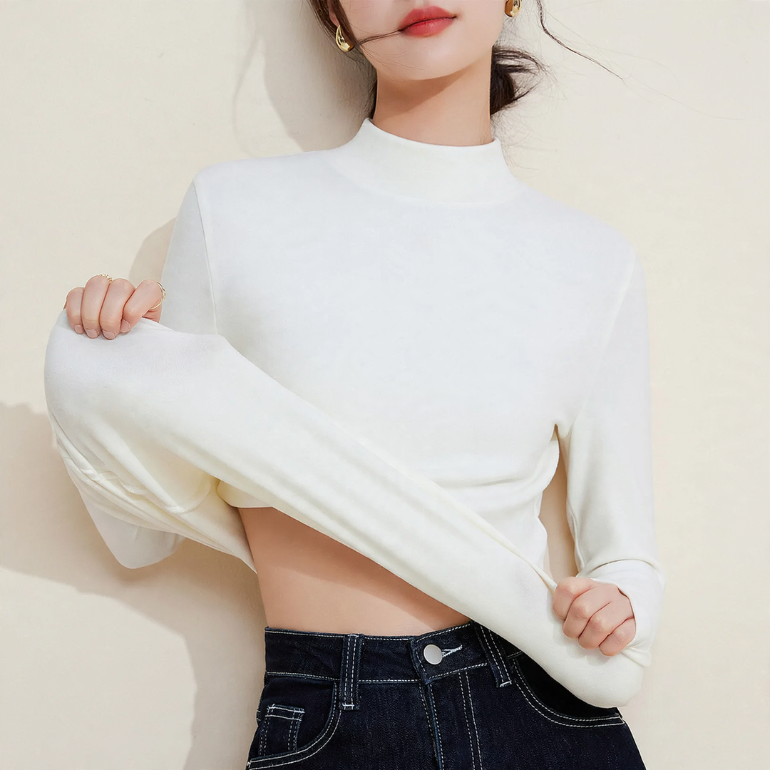 Damen-Thermo-Unterziehshirt mit Stehkragen, gefüttert