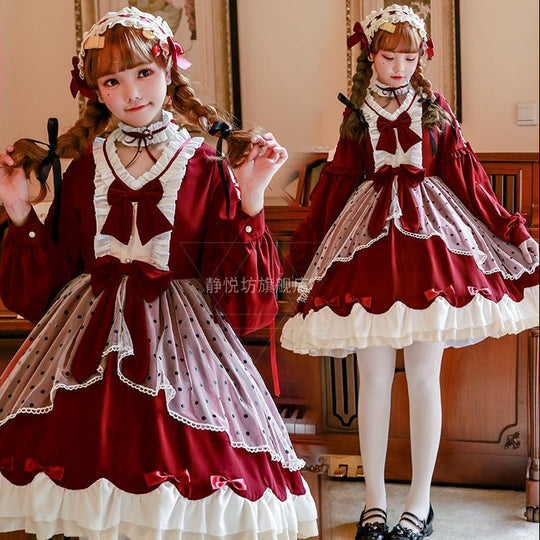 Damen Lolita-Kleid mit ausgefallenen Rüschendetails und Schleifen Nord Taschen