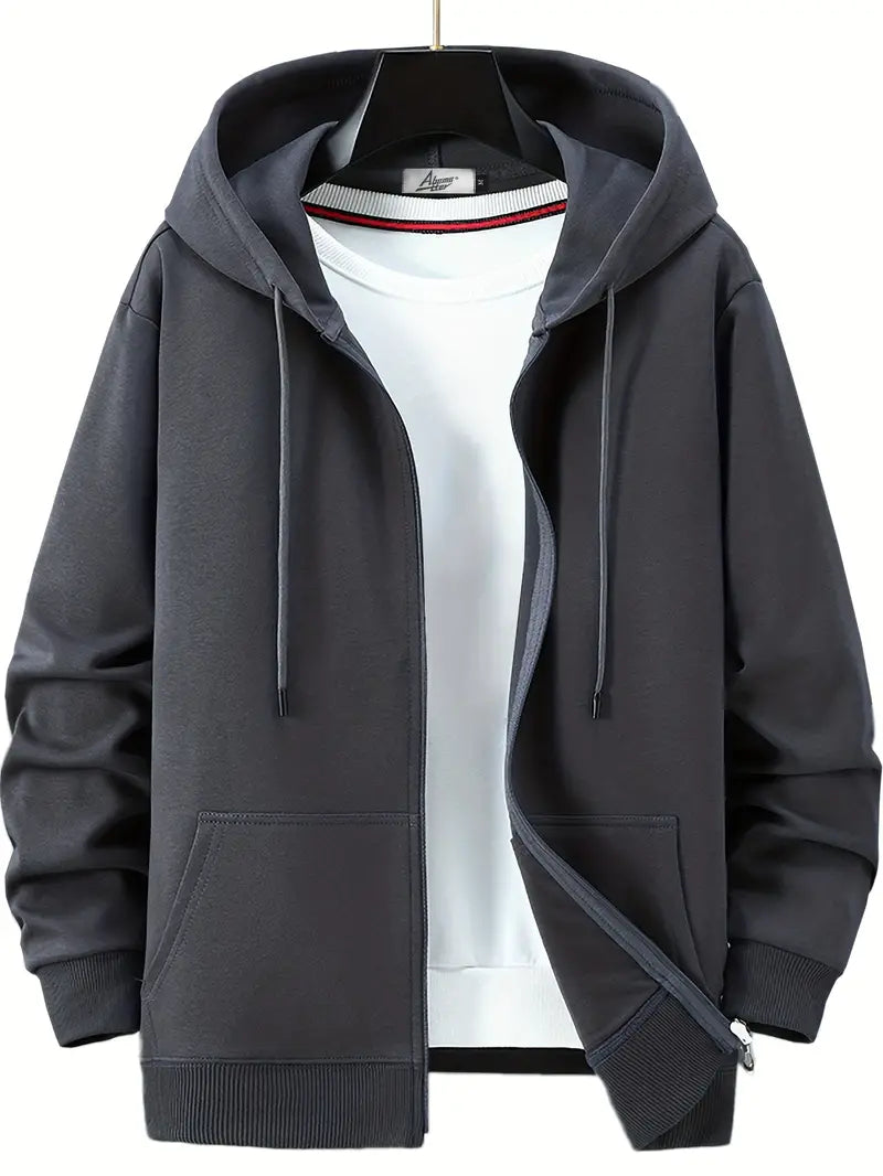 Lässiger Herbst Full Zip Hoodie mit Kordelzug für Männer