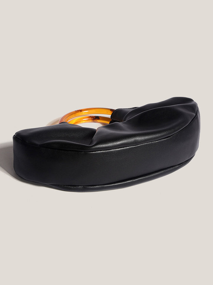 Nord Taschen | Geraffte vegane Kalbsleder-Clutch mit Ringgriff