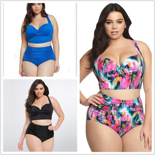 Damen Hochtailliertes Bikini-Set mit eleganter Raffung