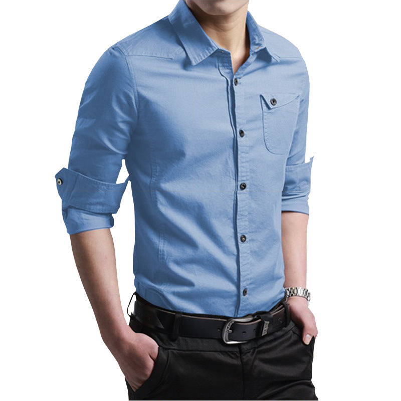 Herren Slim-Fit Business-Hemd mit Kentkragen und aufgesetzter Brusttasche Nord Taschen