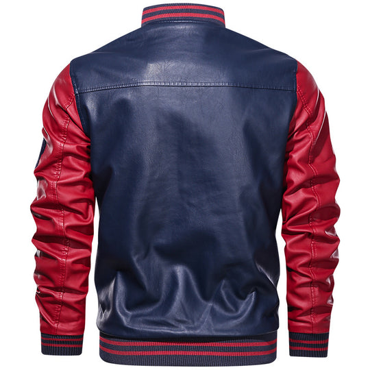 Herren Sportliche Lederjacke mit Kontrastfarben Nord Taschen