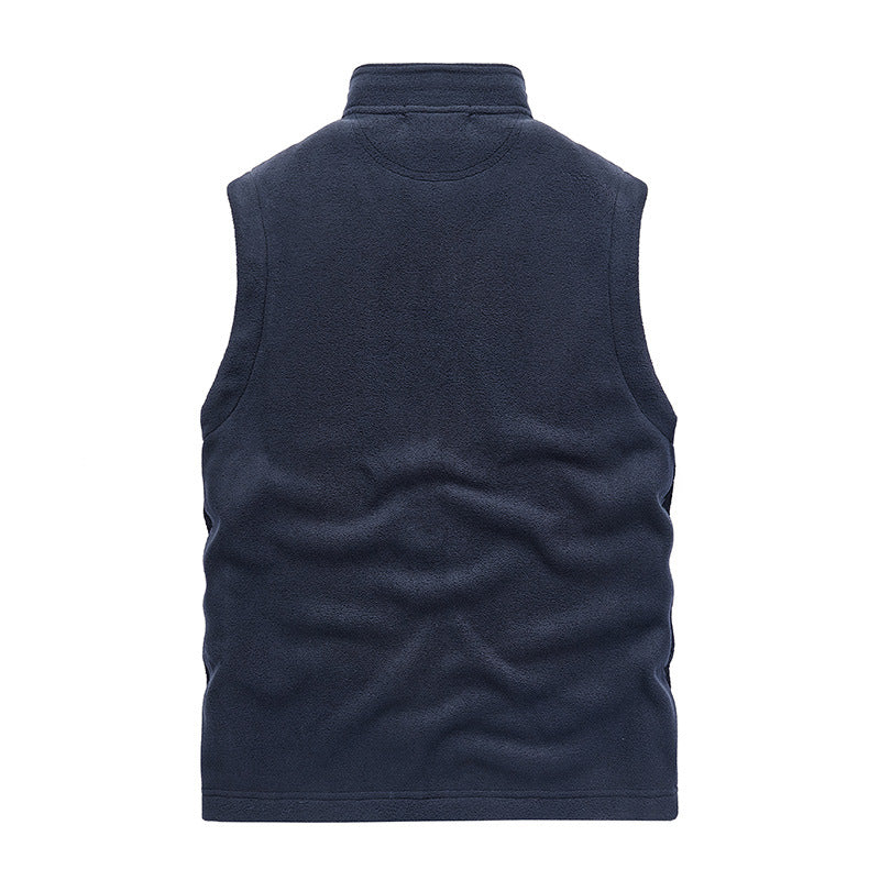 Herren Fleece-Utility-Weste mit durchgehendem Reißverschluss, Stehkragen und Reißverschlusstaschen Nord Taschen