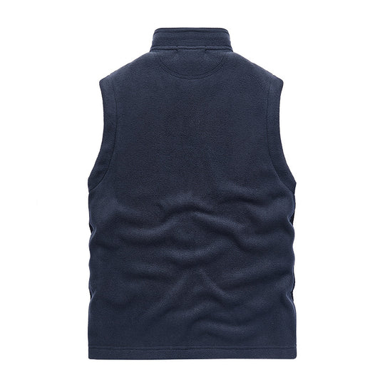 Herren Fleece-Utility-Weste mit durchgehendem Reißverschluss, Stehkragen und Reißverschlusstaschen Nord Taschen