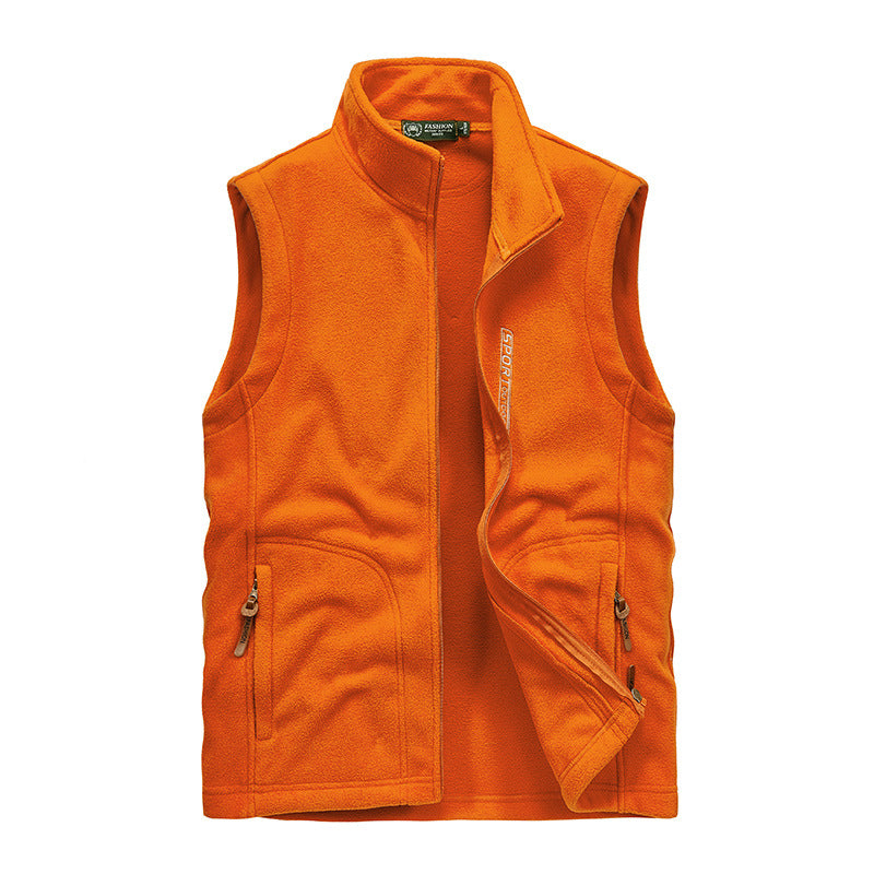 Herren Fleece-Utility-Weste mit durchgehendem Reißverschluss, Stehkragen und Reißverschlusstaschen Nord Taschen