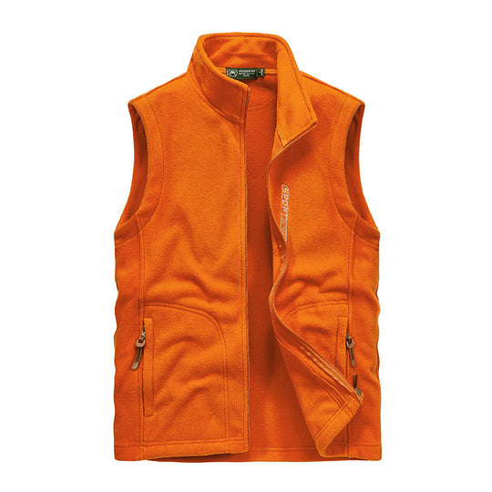 Herren Fleece-Utility-Weste mit durchgehendem Reißverschluss, Stehkragen und Reißverschlusstaschen Nord Taschen