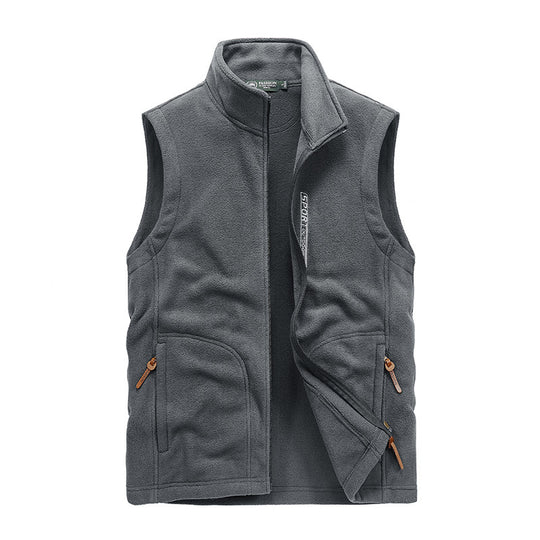 Herren Fleece-Utility-Weste mit durchgehendem Reißverschluss, Stehkragen und Reißverschlusstaschen Nord Taschen