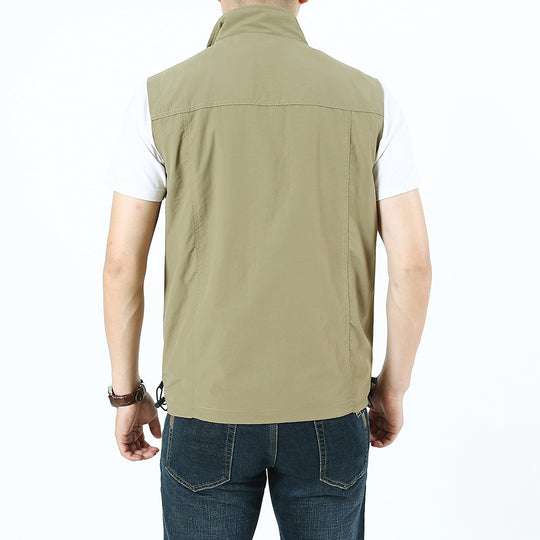 Herren Leichte Utility‑Outdoorweste mit Stehkragen, durchgehendem Reißverschluss und Multifunktionstaschen Nord Taschen