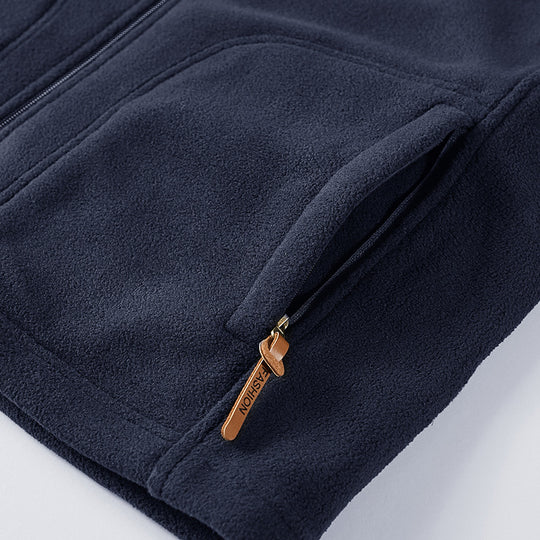 Herren Fleece-Utility-Weste mit durchgehendem Reißverschluss, Stehkragen und Reißverschlusstaschen Nord Taschen